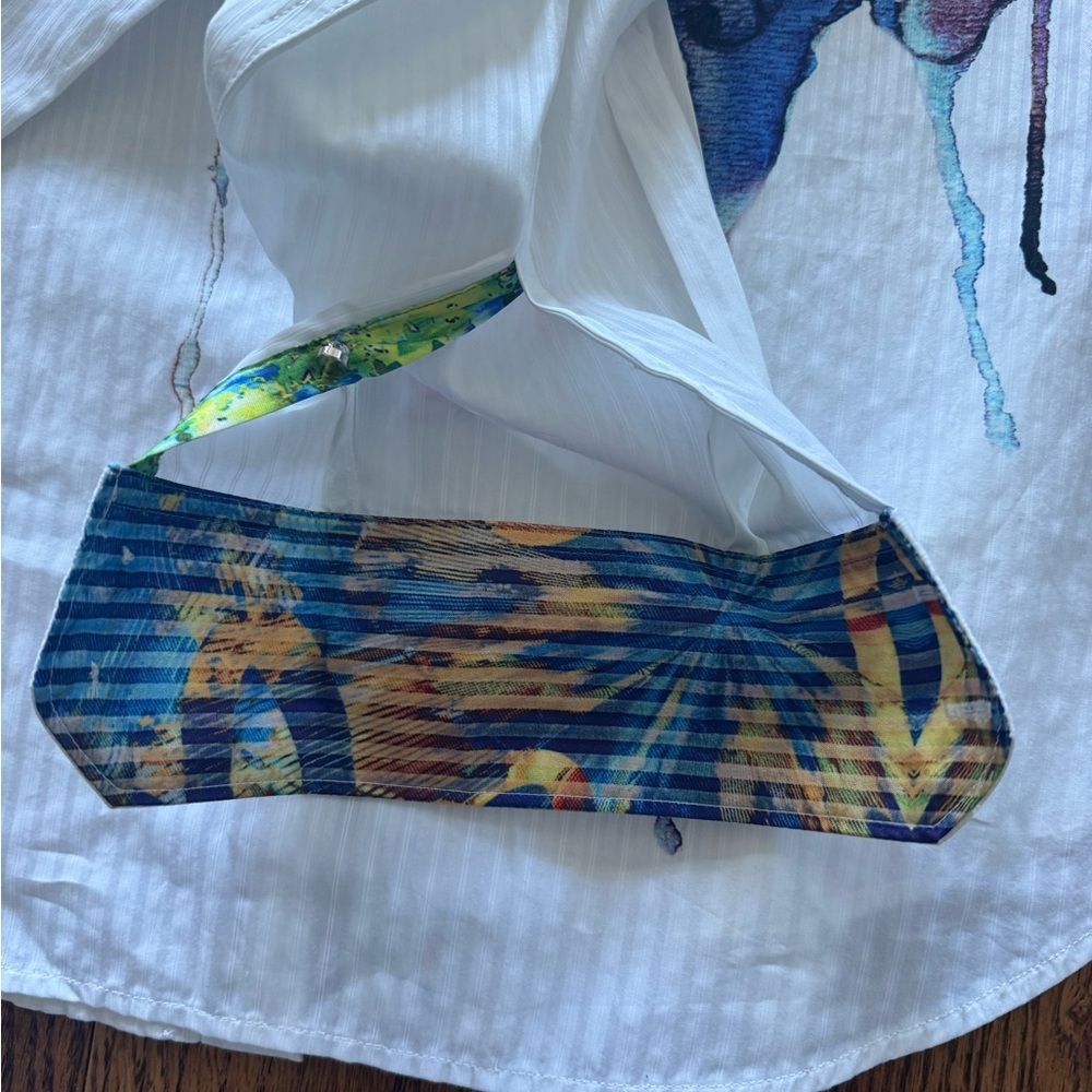 Robert Graham Limited Edition White Embroidered Abstract Watercolor Shirt L - Picture 9 of 9